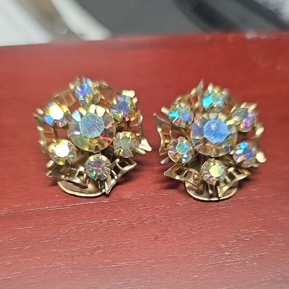 Anne Vien Gold and AB Crystal Earrings
